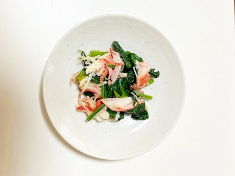 青菜野菜とカニカマの簡単炒め
